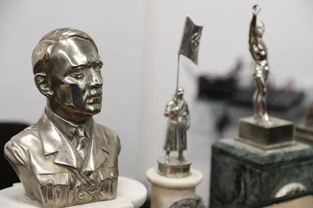 the stash includes a bust of hitler a knife engraved with a swastika and a statue of a nazi eagle photo courtesy the guardian the stash includes a bust of hitler a knife engraved with a swastika and a statue of a nazi eagle photo courtesy the guardian