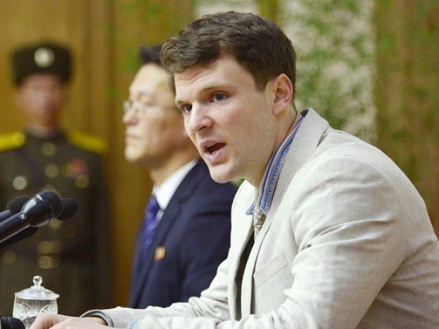 otto frederick warmbier a university of virginia student who has been detained in north korea since early january attends a news conference in pyongyang north korea in this photo released by kyodo february 29 2016 photo reuters