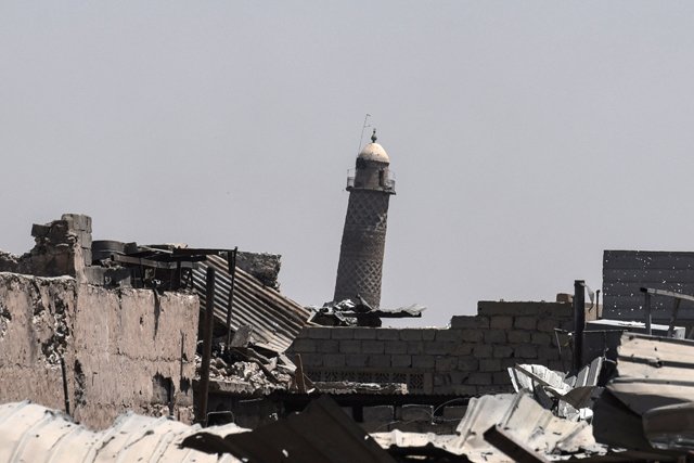 this file photo taken on june 19 2017 shows the leaning al hadba minaret as the iraqi forces advance towards the old city during the ongoing offensive to retake the last district still held by the islamic state is group fighters the islamic state jihadist group on june 21 2017 blew up mosul 039 s iconic leaning minaret and the adjacent mosque where their leader abu bakr al baghdadi made his only public appearance in 2014 a top commander said photo afp