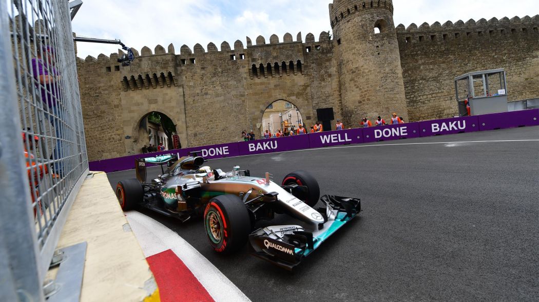 closing the gap hamilton is looking to bag his first ever victory in baku to further shrink the 12 point lead sebastian vettel of ferrari has over him for the championship photo afp