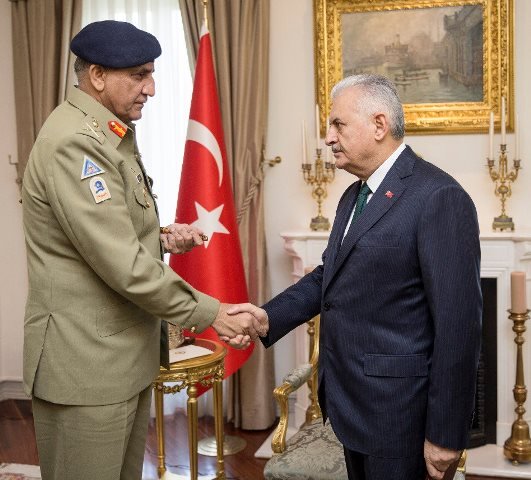 chief of army staff general qamar javed bajwa with turkish prime minister binali yaldarim photo ispr