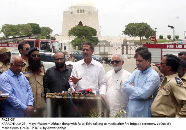 the mayor spoke to the media after the inauguration alongside faisal edhi photo online the mayor spoke to the media after the inauguration alongside faisal edhi photo online