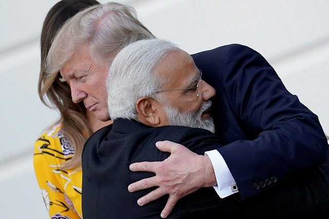 india 039 s prime minister narendra modi hugs us president donald trump as he departures the white house after a visit in washington us photo reuters