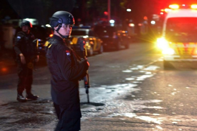 indonesian police step up security after an attack by a suspected islamist militant who stabbed two indonesian police officers after prayers at a mosque near the national police headquarters in jakarta photo afp indonesian police step up security after an attack by a suspected islamist militant who stabbed two indonesian police officers after prayers at a mosque near the national police headquarters in jakarta photo afp