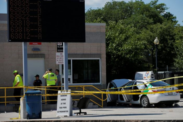 yellow tape surrounds the scene where a taxi cab crashed into a group of bystanders at the taxi pool at logan international airport in boston massachusetts us july 3 2017 photo reuters yellow tape surrounds the scene where a taxi cab crashed into a group of bystanders at the taxi pool at logan international airport in boston massachusetts us july 3 2017 photo reuters