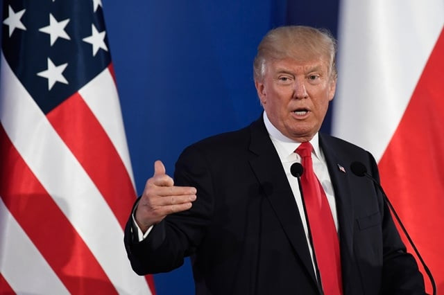 us president donald trump holds a joint press conference with his polish counterpart at the royal castle in warsaw poland july 6 2017 photo afp us president donald trump holds a joint press conference with his polish counterpart at the royal castle in warsaw poland july 6 2017 photo afp