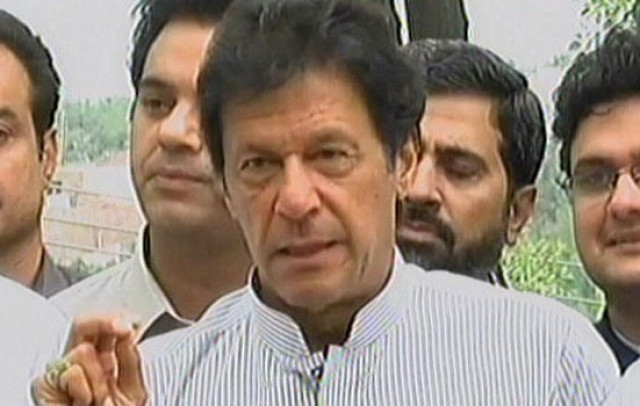 chairman pti imran khan talking to media persons in islamabad on july 6 2017 express news screen grab chairman pti imran khan talking to media persons in islamabad on july 6 2017 express news screen grab