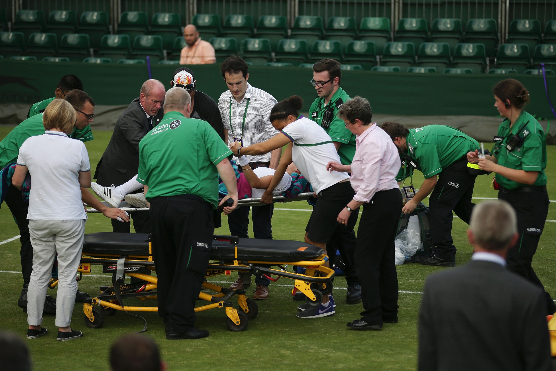 distraught the 32 year old bethanie mattek sands screamed in scenes so distressing after hurting her knee that television cameras panned away from the stricken player photo afp