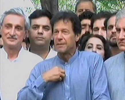 pti chief imran khan addressing a news conference in islamabad on july 10 2017 express news screen grab pti chief imran khan addressing a news conference in islamabad on july 10 2017 express news screen grab