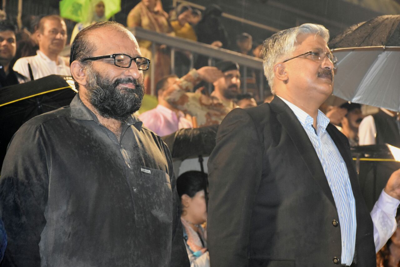 dg rangers stands beside faisal edhi at a football event in karachi photo pr