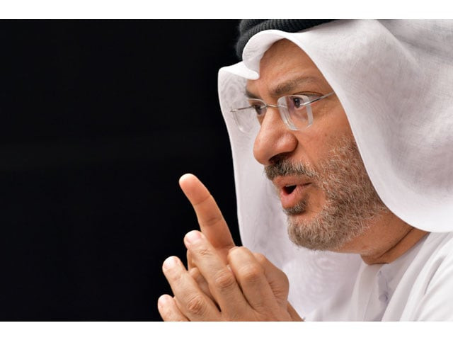 this file photo taken on june 24 2017 shows uae state minister for foreign affairs anwar gargash speaks during a press conference at his office in dubai photo afp