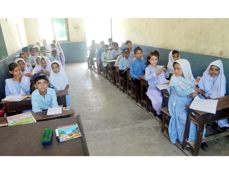 students take class in a school in faisalabad photo express