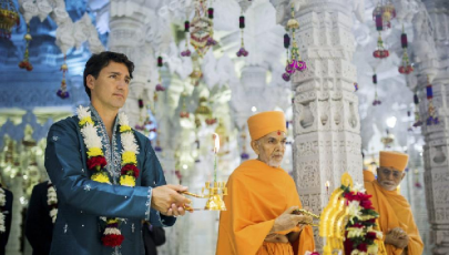 trudeau clad in kurta pyjama attends event in hindu temple