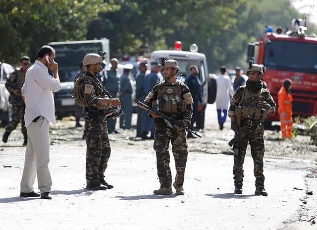 afghan security forces keep watch at the site of a suicide attack in kabul afghanistan july 24 2017 photo reuters