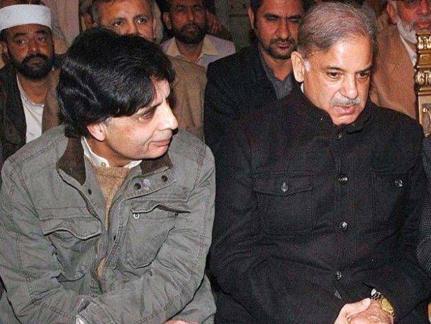 interior minister chaudhry nisar ali khan and punjab chief minister shehbaz sharif photo app file