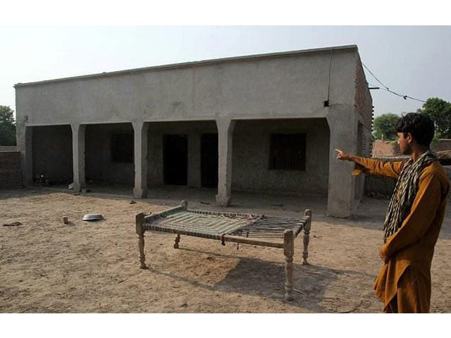 a villager poses as he points to a house where a teenage girl was raped in the neighbourhood of raja ram in muzaffarabad a suburb of multan photo afp a villager poses as he points to a house where a teenage girl was raped in the neighbourhood of raja ram in muzaffarabad a suburb of multan photo afp