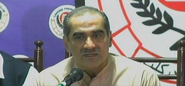 pml n leader khawaja saad rafique addresses media in lahore on july 30 2017 express news screen grab pml n leader khawaja saad rafique addresses media in lahore on july 30 2017 express news screen grab