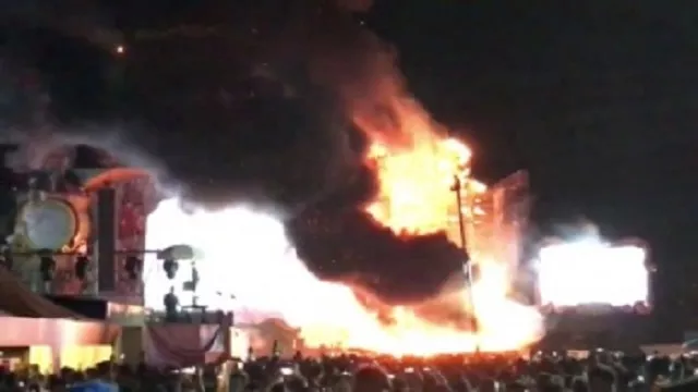 fire experts were due sunday to investigate at the scene of the blaze alongside officials from the company that erected the stage having first removed any dangerous remnants photo reuters fire experts were due sunday to investigate at the scene of the blaze alongside officials from the company that erected the stage having first removed any dangerous remnants photo reuters