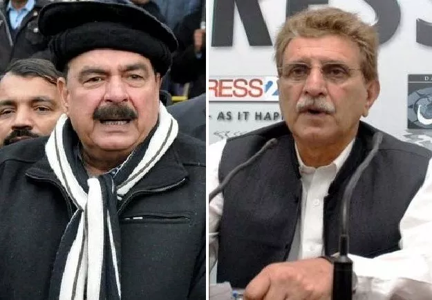 awami muslim league leader sheikh rashid and ajk pm raja farooq haider photos file awami muslim league leader sheikh rashid and ajk pm raja farooq haider photos file