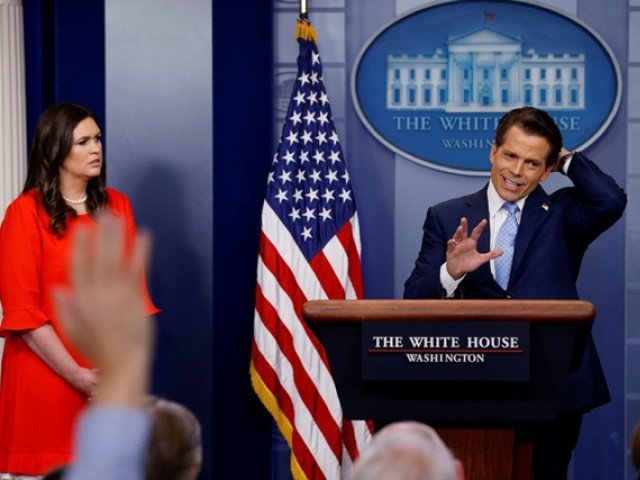 anthony scaramucci addresses media at the white house podium photo reuters