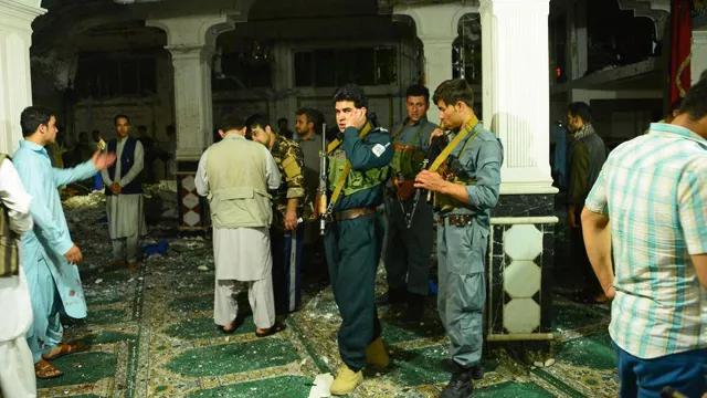 afghan security personnel inspect the site after the suicide bomb attack at a shia mosque in herat photo afp afghan security personnel inspect the site after the suicide bomb attack at a shia mosque in herat photo afp