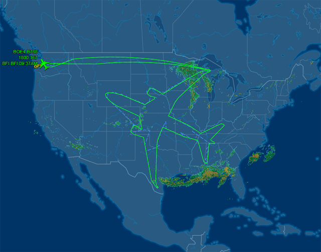 records show that the dreamliner is registered to the boeing corporation photo courtesy flightaware com