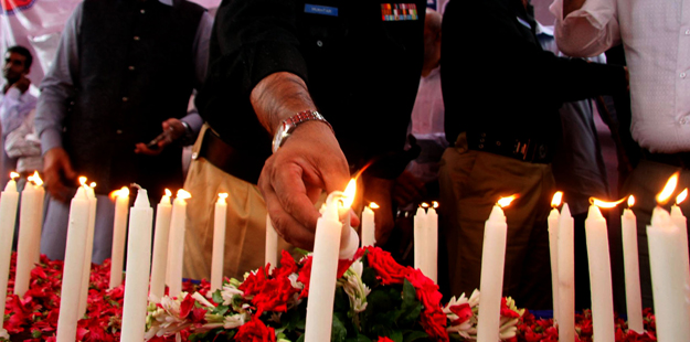 various programmes were organised all over sindh on friday to pay homage to the martyred police officers photo athar khan