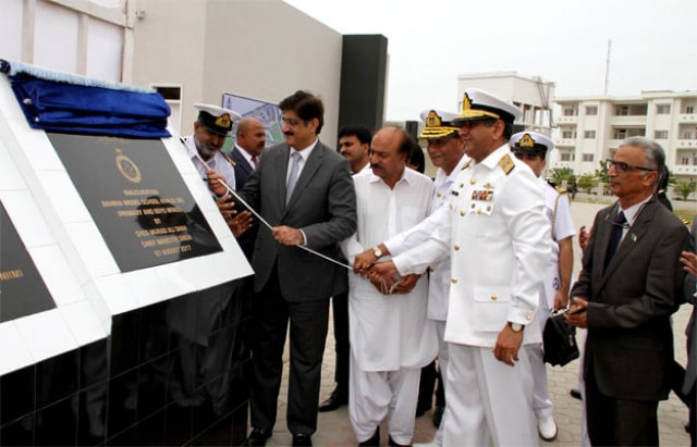 sindh chief minister unveils the plaque at the inauguration ceremony of bahria model school in younisabad karachi photo ppi sindh chief minister unveils the plaque at the inauguration ceremony of bahria model school in younisabad karachi photo ppi