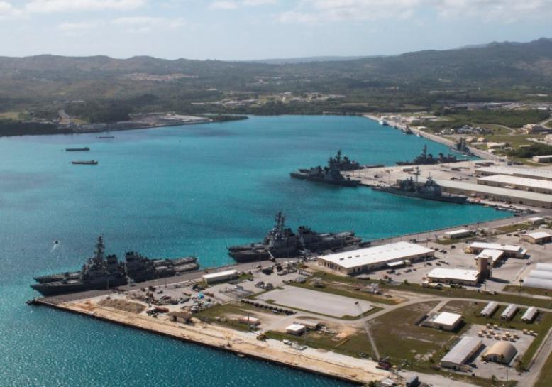 navy vessels are moored in port at the us naval base guam at apra harbor guam photo reuters