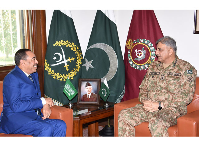 army chief gen qamar bajwa meets saudi minister in rawalpindi on wednesday photo ispr