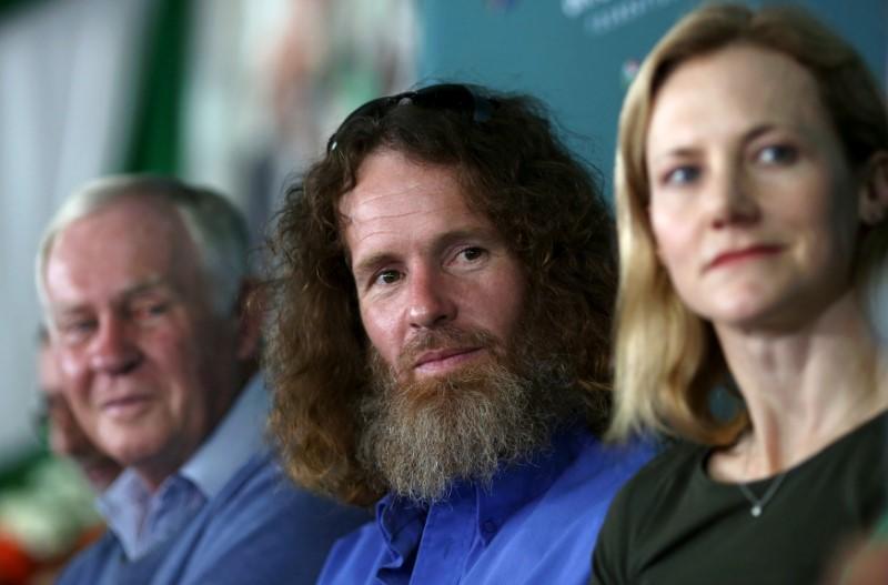 released south african stephen mcgowan who was kidnapped by al qaeda in mali in 2011 addresses a media conference with his father malcolm mcgowan and wife catherine mcgowan in johannesburg south africa august 10 2017 photo reuters