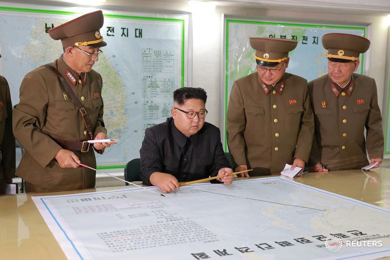 north korean leader kim jong un visits the command of the strategic force of the korean people 039 s army kpa in an unknown location in north korea in this undated photo released by north korea 039 s korean central news agency kcna on august 15 2017 photo reuters