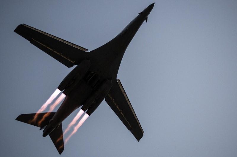 a b 1b lancer takes off from al udeid air base qatar to conduct combat operations photo reuters