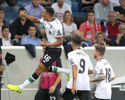 liverpool 039 s english midfielder trent alexander arnold celebrates scoring the 1 0 during the champions league football qualifier match tsg 1899 hoffenheim vs liverpool fc in sinsheim germany on august 15 2017 photo afp