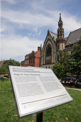 the roger b taney monument sign in mount vernon place is viewed in baltimore maryland after it was removed by the city on august 16 2017 confederate statues were removed overnight in baltimore maryland as a campaign to erase symbols of the pro slavery civil war south gathers momentum across the united states the removal of the baltimore monuments came four days after clashes in charlottesville virginia that stemmed from a rally called by white supremacists to protest plans to remove a statue of lee from a public park photo afp the roger b taney monument sign in mount vernon place is viewed in baltimore maryland after it was removed by the city on august 16 2017 confederate statues were removed overnight in baltimore maryland as a campaign to erase symbols of the pro slavery civil war south gathers momentum across the united states the removal of the baltimore monuments came four days after clashes in charlottesville virginia that stemmed from a rally called by white supremacists to protest plans to remove a statue of lee from a public park photo afp