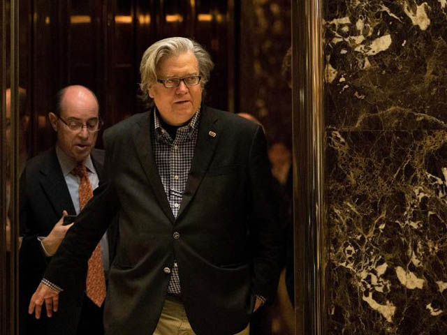 steve bannon exits an elevator in the lobby of trump tower in new york city photo afp