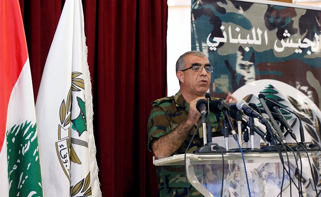 general ali kanso gestures as he talks during a news conference at the ministry of defense in yarze village east of beirut lebanon august 19 2017 photo reuters