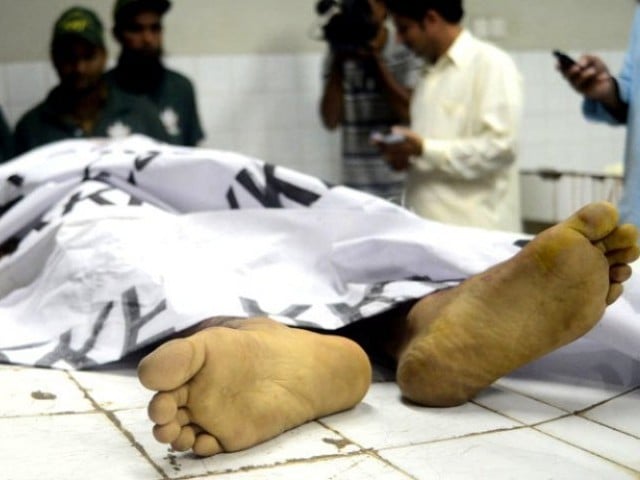 the bodies of the victims aged between 30 to 35 have been shifted to abbasi shaheed hospital photo express file