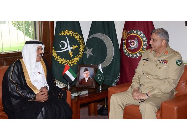 uae ambassador essa abdullah al basha al noaimi meets army chief gen qamar bajwa photo ispr