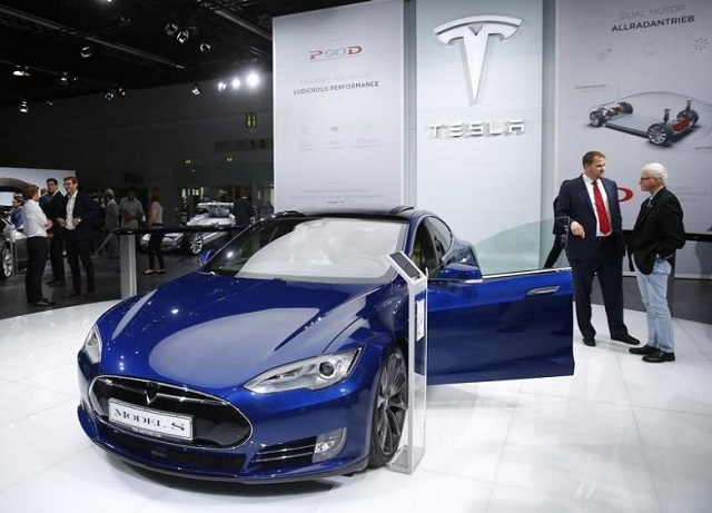 the tesla model s is presented during the media day at the frankfurt motor show iaa in frankfurt germany september 15 2015 photo reuters