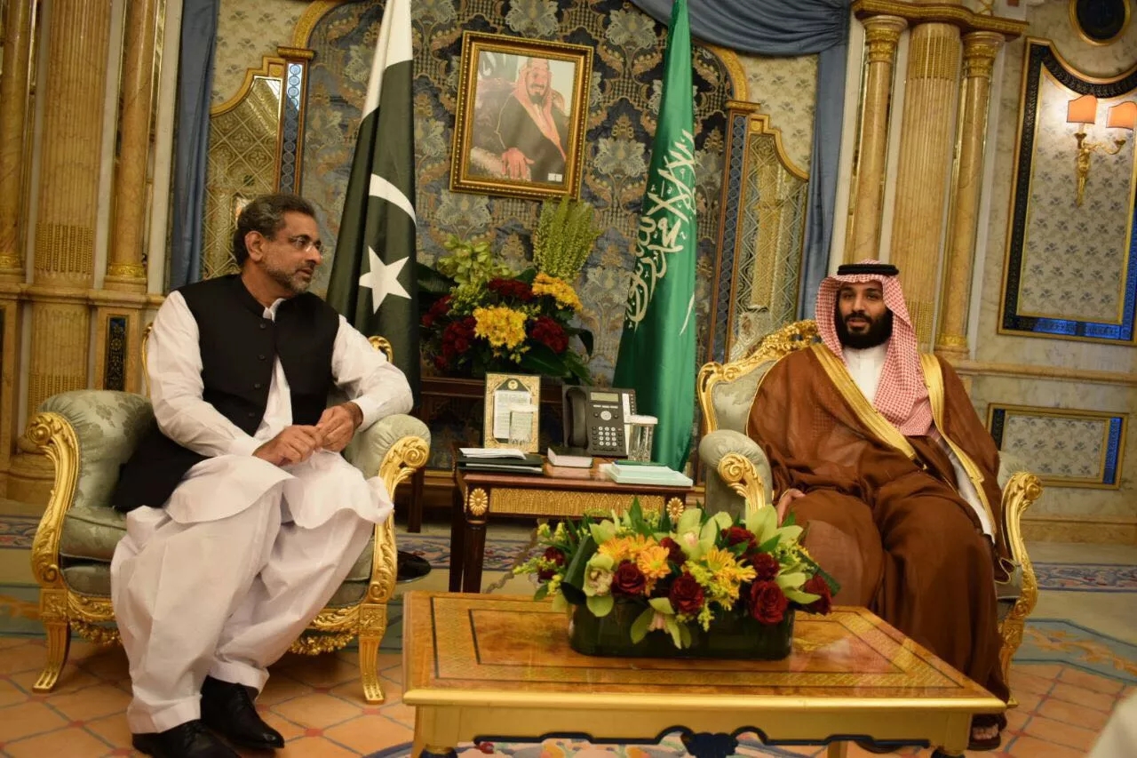 prime minister shahid khaqan abbasi meets saudi crown prince muhammad on wednesday photo pid prime minister shahid khaqan abbasi meets saudi crown prince muhammad on wednesday photo pid