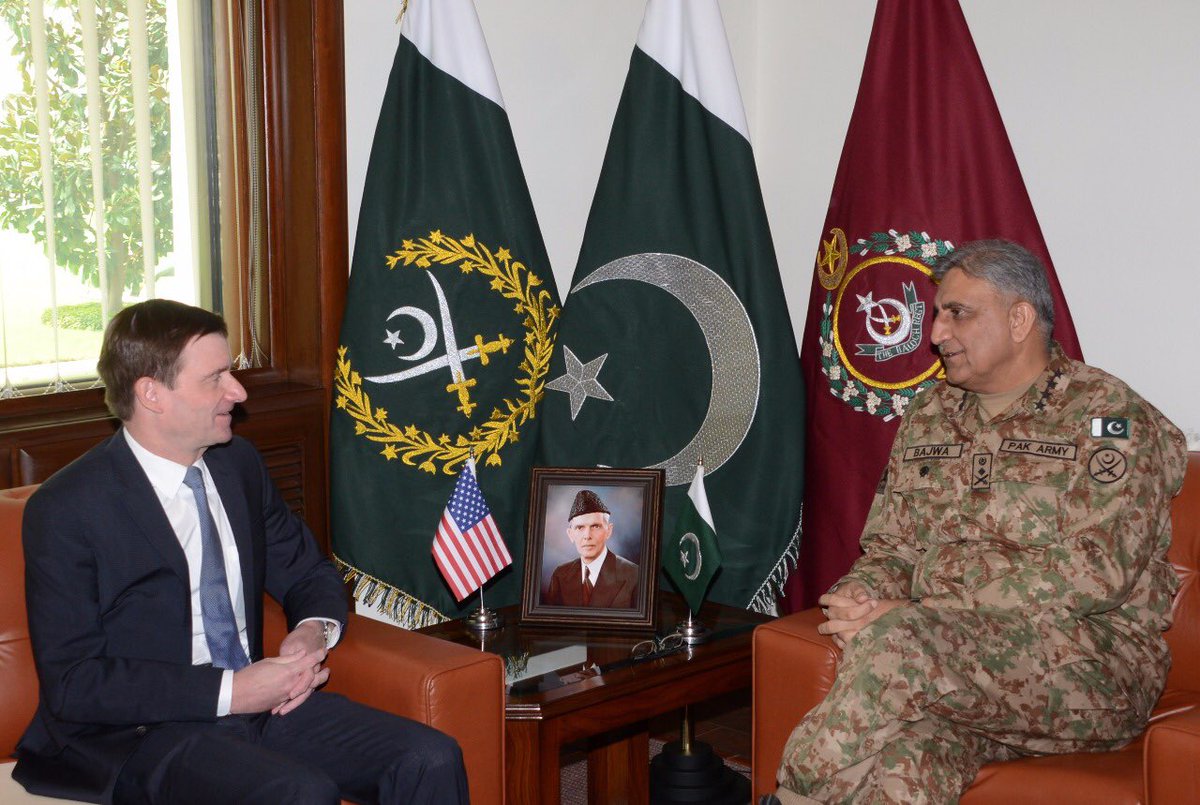 us ambassador david hale meets army chief general qamar bajwa at the ghq in rawalpindi on wednesday photo ispr