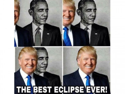 trump retweets meme of himself eclipsing obama trump retweets meme of himself eclipsing obama