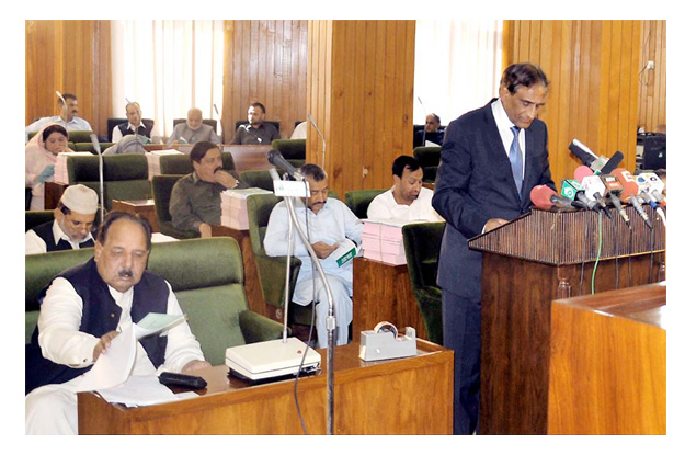 photo file president ppp ajk chaudhry latif akbar presenting the budget in the legislative assembly photo nni