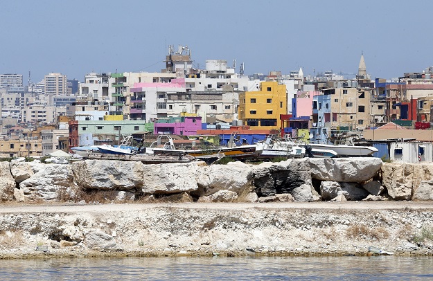 a general view shows painted houses in beirut 039 s southern ouzai neighbourhood photo afp