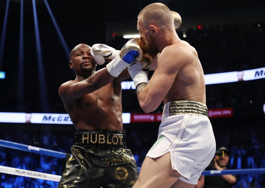 the mayweather mcgregor fight ended in 10th round in which mayweather won on technical knock out photo afp