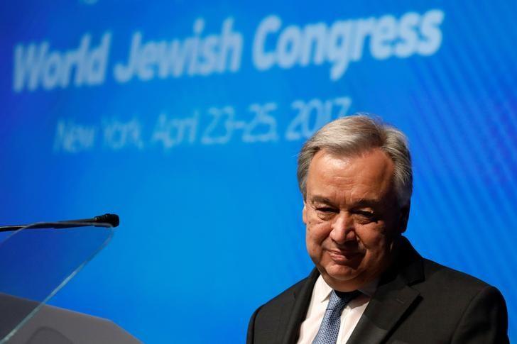 united nations secretary general antonio guterres addresses the 15th plenary assembly of the world jewish congress in new york city photo reuters