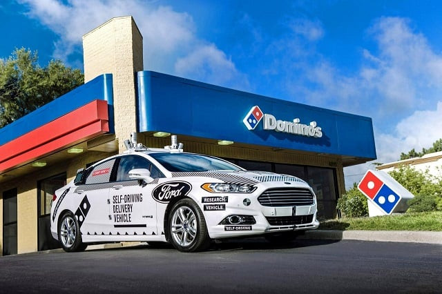 a ford self driving delivery vehicle is pictured in front of a domino 039 s pizza restaurant in this undated handout photo obtained by reuters august 28 2017 photo reuters a ford self driving delivery vehicle is pictured in front of a domino 039 s pizza restaurant in this undated handout photo obtained by reuters august 28 2017 photo reuters