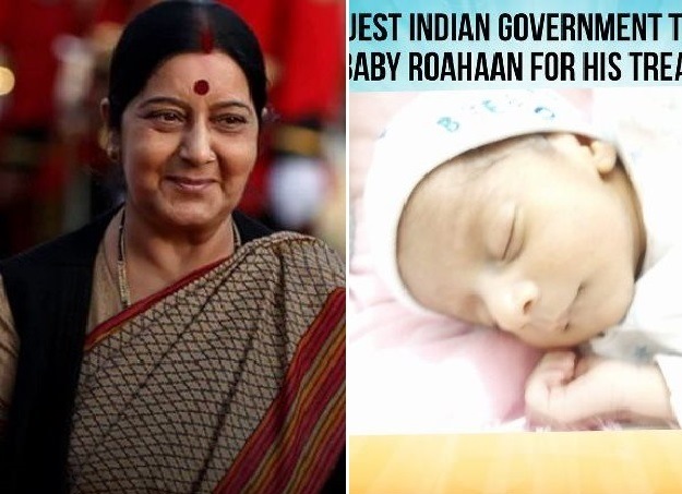 indian minister for external affairs sushma swaraj and baby rouhaan photo file twitter