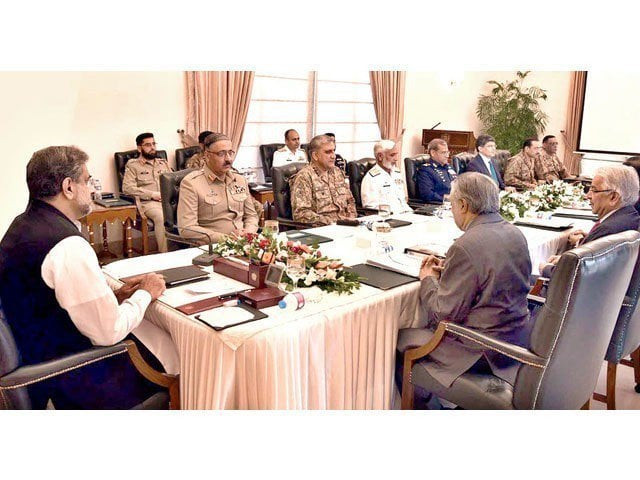 file photo of a high level security meeting chaired by prime minister shahid khaqan abbasi photo pid file photo of a high level security meeting chaired by prime minister shahid khaqan abbasi photo pid